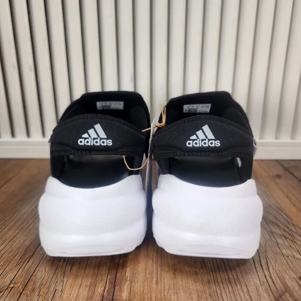 Adidas Mehana Sandals Kid Sz 1 Gray Black White Comfort Adjustable Slides ID7910